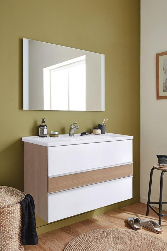 Тумба под раковину Jacob Delafon Lucien 80 EB2057-E76-J5 подвесная Белая глянцевая Дуб корбридж