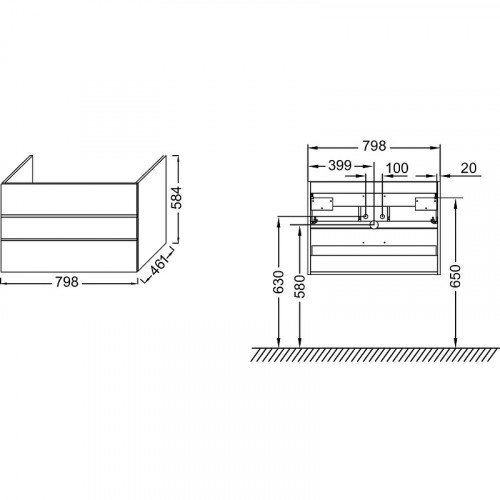 Тумба под раковину Jacob Delafon Lucien 80 EB2057-E76-J5 подвесная Белая глянцевая Дуб корбридж