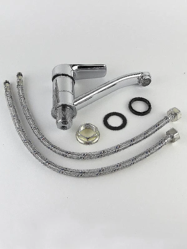 Кухонная мойка Mixline 57 L 528190 цвет Хром со смесителем Viko V-4110 Хром