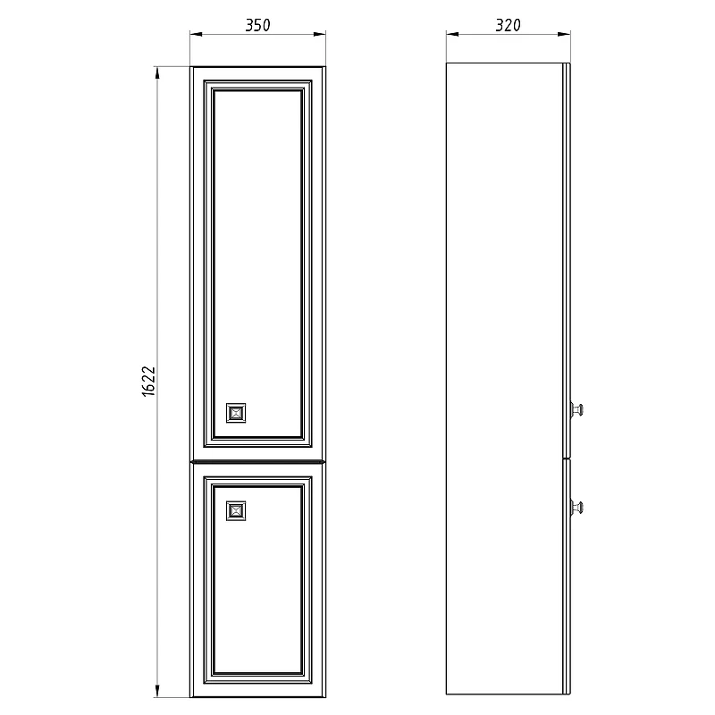 Шкаф пенал ASB-Woodline Каталина 35 Grey 12105 Серый массив дерева