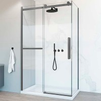 Душевой уголок Vincea Como Soft 120x90 VSR-1CS9012CLGM профиль Вороненая сталь стекло прозрачное