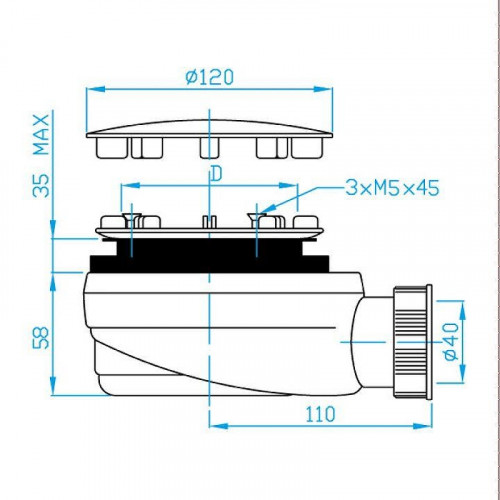 Сифон для душевого поддона PlastBrno EWCN942 цвет Хром