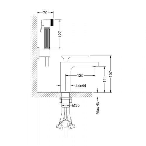 Смеситель для раковины Timo Torne 4360/00G с гигиеническим душем Хром