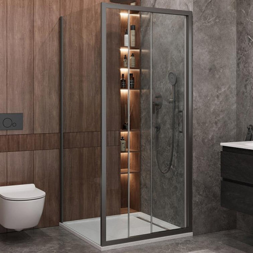 Душевой уголок Cezares Molveno 90x90 MOLVENO-AF-31-90-C-GM-IV профиль Оружейная сталь стекло прозрачное