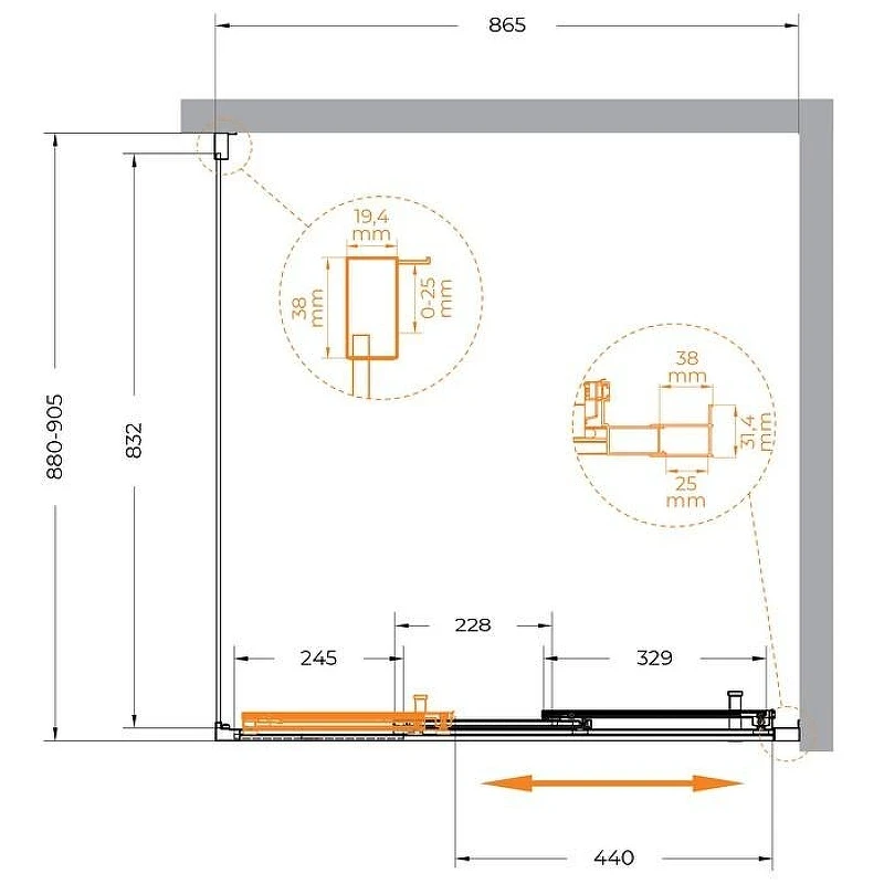 Душевой уголок Cezares Molveno 90x90 MOLVENO-AF-31-90-C-GM-IV профиль Оружейная сталь стекло прозрачное