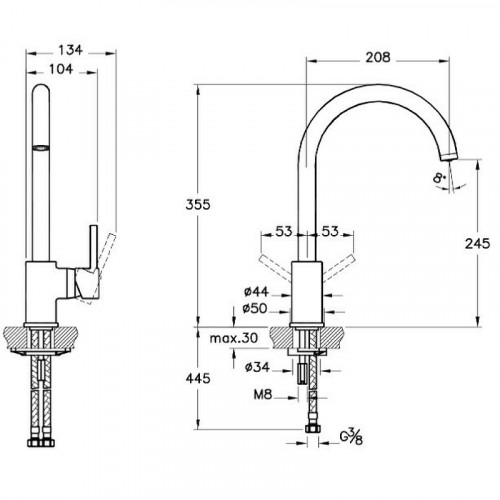 Смеситель для кухни Vitra Minimax S A42091EXP Хром латунь