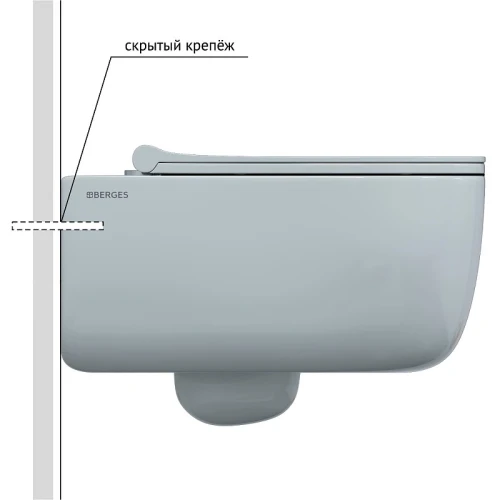 Комплект унитаза Berges Ego XL Rimless с инсталляцией Atom Line 043370 с сиденьем Микролифт и Черной SoftTouch Хром глянцевый клавишей смыва фарфор подвесной
