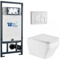Комплект унитаза с инсталляцией WeltWasser MARBERG 507 + HOFBACH 041 GL-WT + MAR 507 SE GL-WT 10000011686 цвет Белый глянцевый с сиденьем Микролифт и клавишей смыва цвет Белый глянцевый