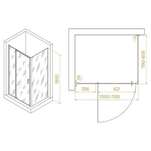 Душевой уголок RGW Passage 100x80 350807808-14 профиль цвет Черный стекло прозрачное
