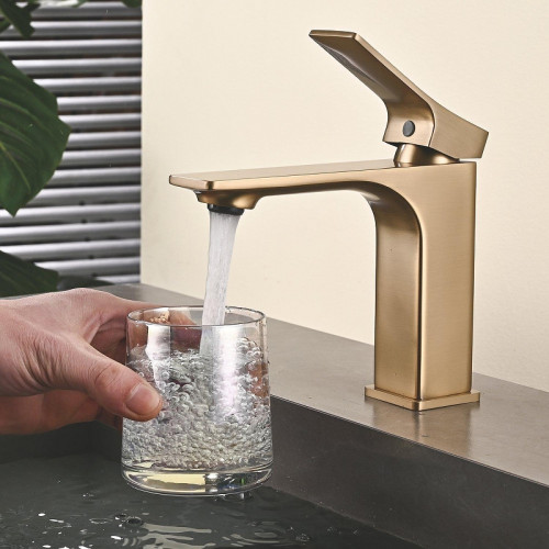 Смеситель для раковины Shevanik S6101G цвет Золотой сатин