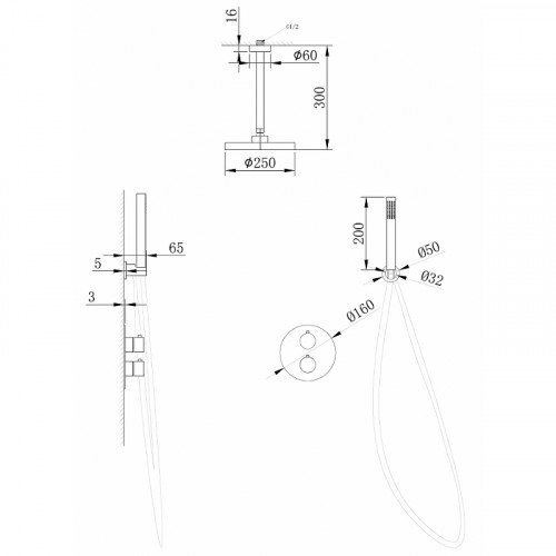 Душевая система Abber Wasser Kreis AF8121 Хром латунь встраиваемый