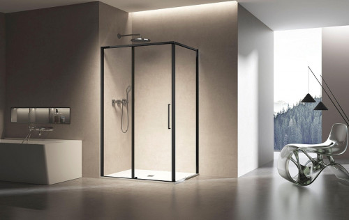 Душевой уголок Vincea Slim 8mm 130х80 VSR-6SL8013CLB профиль Черный стекло прозрачное