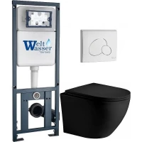 Комплект унитаза с инсталляцией WeltWasser MARBERG 410 + MERZBACH 043 XL MT-BL + MAR 410 RD GL-WT 10000014141 цвет Белый глянцевый с сиденьем Микролифт и клавишей смыва цвет Белый глянцевый
