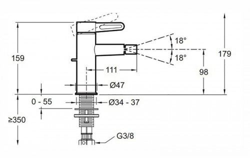 Смеситель для биде Jacob Delafon Nouvelle Vague E78342-CAT цвет Хром