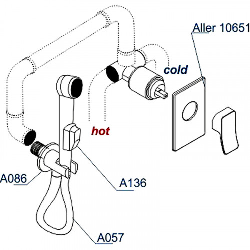 Гигиенический душ со смесителем WasserKRAFT Aller A106157 Хром латунь на стену