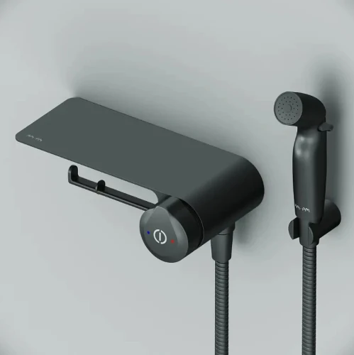 Гигиенический душ со смесителем AM.PM X-Joy TouchReel F0H85A822 Черный матовый латунь встраиваемый