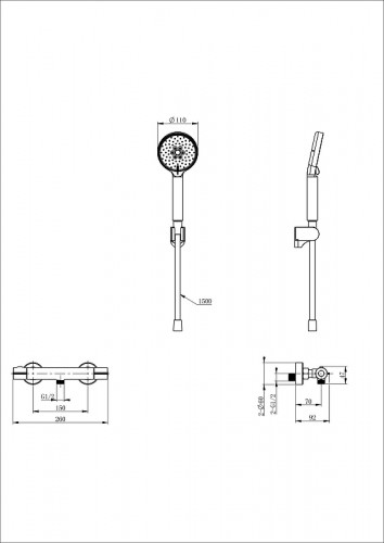 Смеситель для душа Wonzon &amp; Woghand Inn WW-B2063-A-BGG с термостатом цвет Темный графит