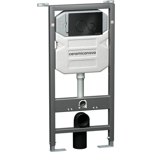 Комплект унитаза с инсталляцией Ceramicanova Metropol CN4002_1001B_1000 с сиденьем Микролифт и Черной матовой клавишей смыва фарфор подвесной