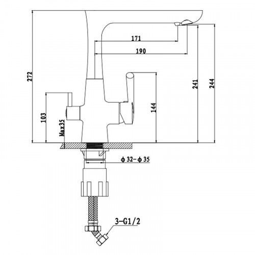Смеситель для кухни GranFest 3223 цвет Черный