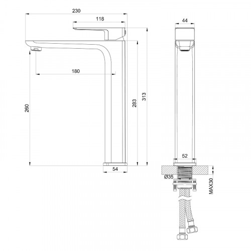 Смеситель для раковины Wonzon &amp; Woghand Edge WW-88239003-CR цвет Хром
