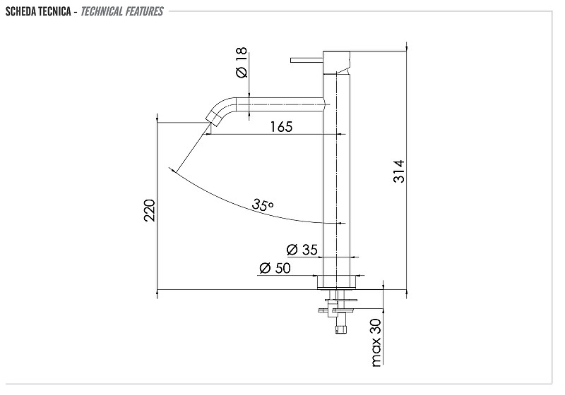 Смеситель для раковины Remer X Style Inox SSX10LXLB цвет Нержавеющая сталь
