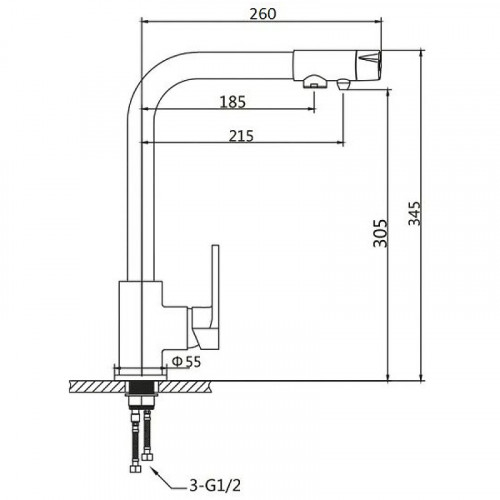 Смеситель для кухни D-Lin D159308 Хром латунь