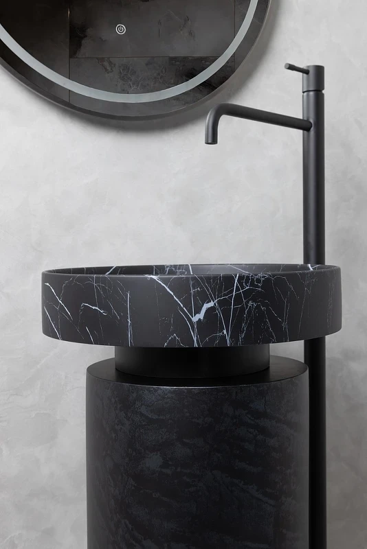 Раковина-чаша Boheme Corian 40 801-NM Nero Marquina искусственный камень (литьевой мрамор) накладная