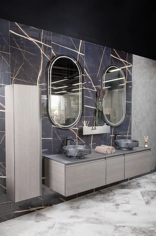 Раковина-чаша Boheme Corian 40 801-NM Nero Marquina искусственный камень (литьевой мрамор) накладная