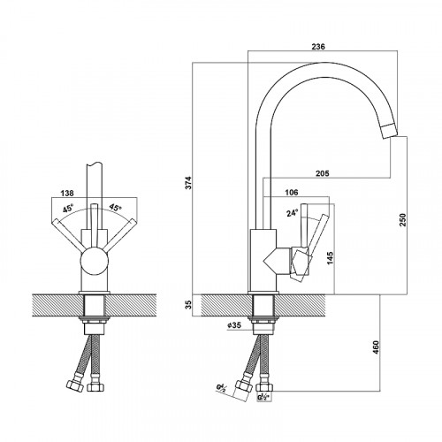 Смеситель для кухни Florentina Альфа 313.01H.1123.307 цвет Серый шелк