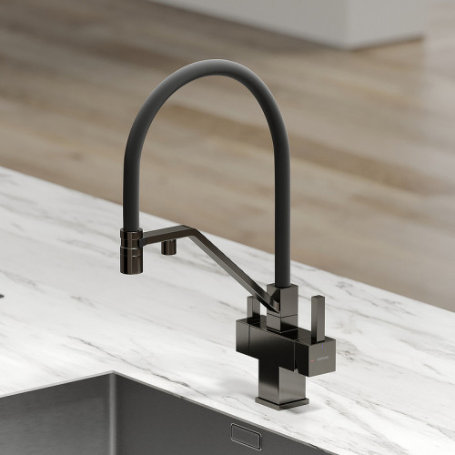 Смеситель для кухни Sancos Loro SC4007GG Вороненая сталь Черный латунь