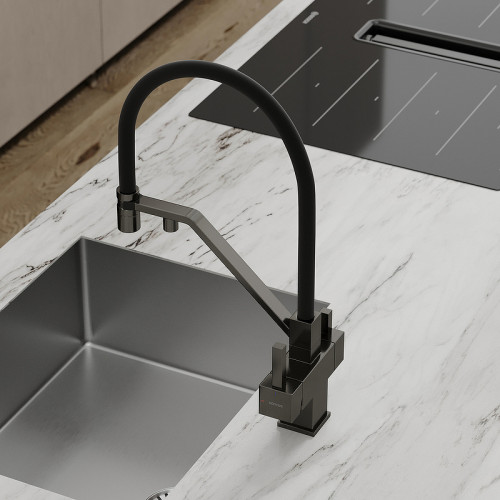 Смеситель для кухни Sancos Loro SC4007GG Вороненая сталь Черный латунь