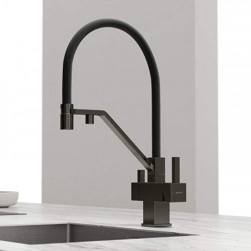 Смеситель для кухни Sancos Loro SC4007GG Вороненая сталь Черный латунь