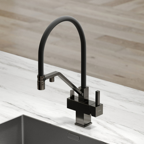 Смеситель для кухни Sancos Loro SC4007GG Вороненая сталь Черный латунь