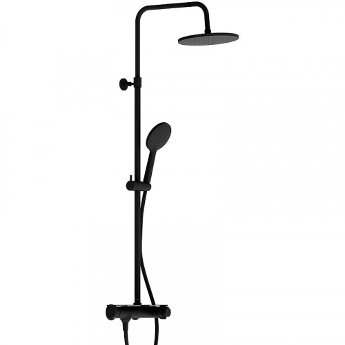 Душевая система Damixa Jupiter 977750300 с термостатом Черная матовая латунь на стену