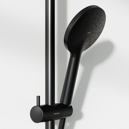 Душевая система Damixa Jupiter 977750300 с термостатом Черная матовая латунь на стену