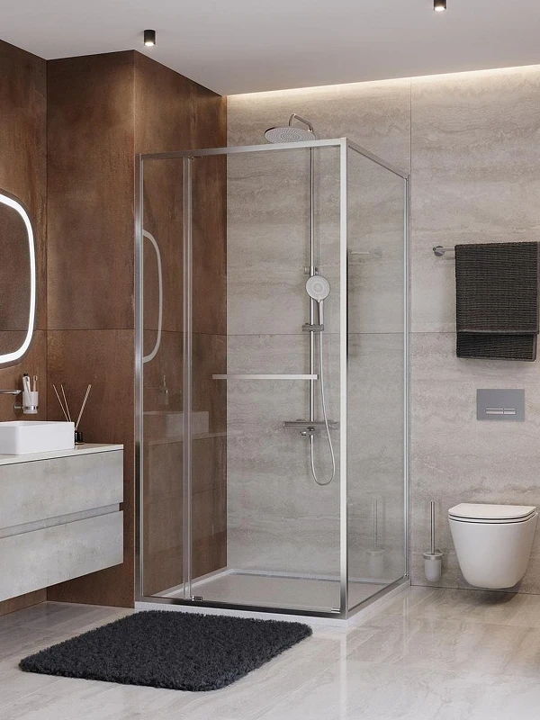 Душевой уголок Cezares Lux 100x80 LUX-AH-FS-11-100/80-C-CR профиль Хром стекло прозрачное