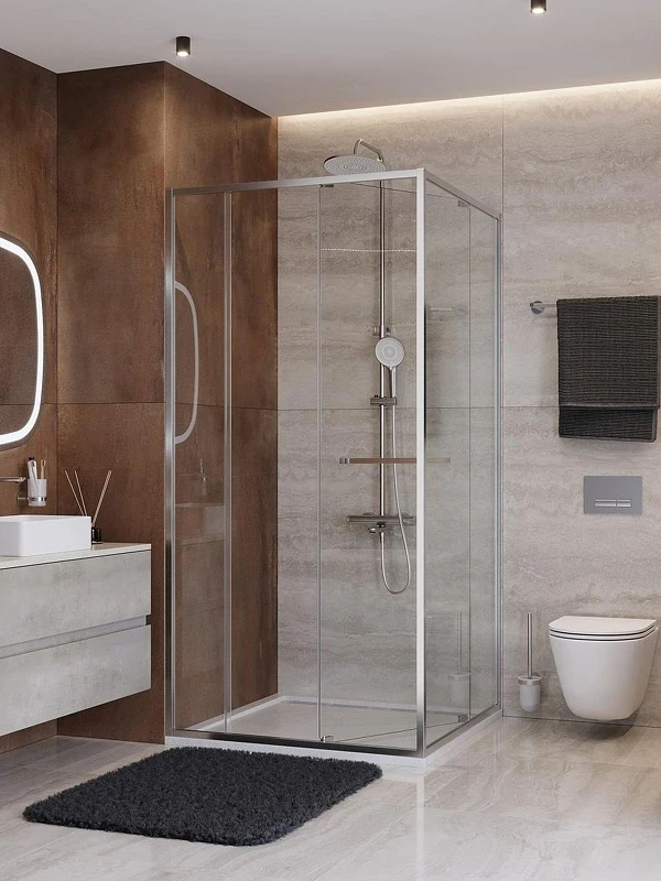 Душевой уголок Cezares Lux 100x80 LUX-AH-FS-11-100/80-C-CR профиль Хром стекло прозрачное