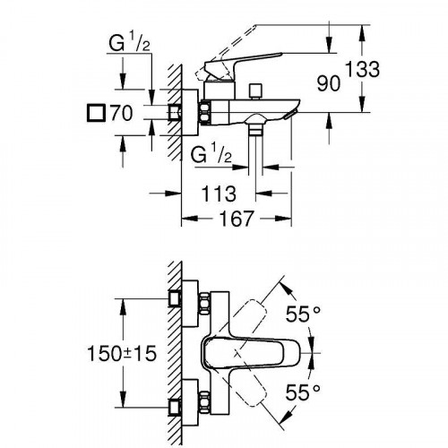 Смеситель для ванны Grohe Cubeo 1018130000 цвет Хром