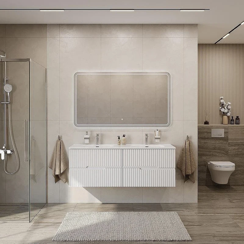 Тумба под раковину Cezares Duet-N 140 DUET-N-1400-4C-SO-2-BL подвесная Bianco Lucido