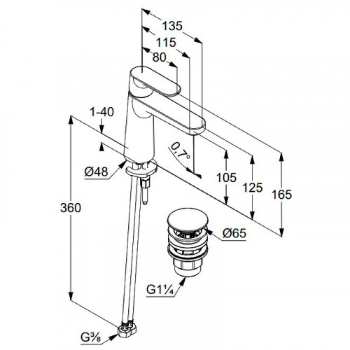 Смеситель для раковины Kludi Louva 242883975 Черный матовый латунь