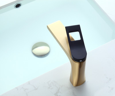 Смеситель для раковины Bronze de Luxe Element EL02GB Матовое золото Черный латунь