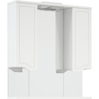 Зеркало со шкафом Corozo Мирра 75/С SD-00001516 с подсветкой Белое с механическим выключателем МДФ / ЛДСП, стекло