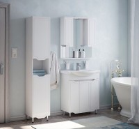 Зеркало со шкафом Corozo Мирра 75/С SD-00001516 с подсветкой Белое с механическим выключателем МДФ / ЛДСП, стекло