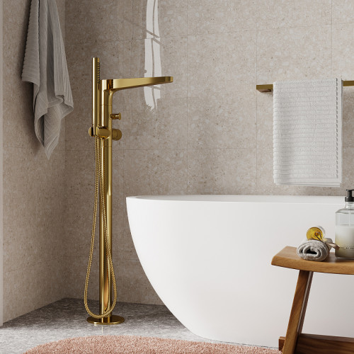 Смеситель для ванны WasserKRAFT Sauer 7121 Золото латунь на пол