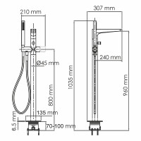Смеситель для ванны WasserKRAFT Sauer 7121 Золото латунь на пол
