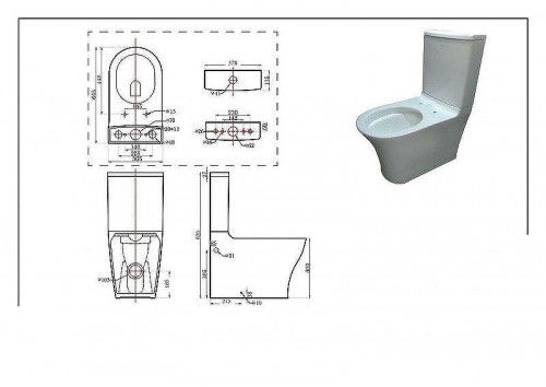 Унитаз компакт Bravat Pura CX21214UW-P-ENG без бачка и сиденьем микролифт