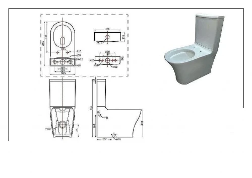 Унитаз компакт Bravat Pura CX21214UW-P-ENG без бачка и сиденьем микролифт