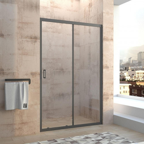 Душевая дверь Veconi Vianno VN-40B 110 VN40B-110-01-C1 профиль цвет Черный матовый стекло прозрачное