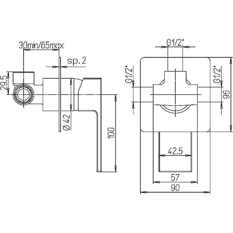 Смеситель для душа Paini Dax-R 84PZ690R Черный матовый