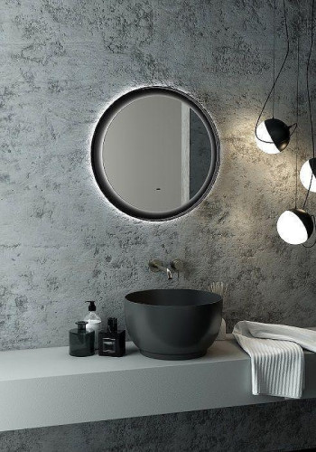 Зеркало Art&amp;Max Napoli 60 AM-Nap-600-DS-F с подсветкой цвет Черный с бесконтактным выключателем и диммером